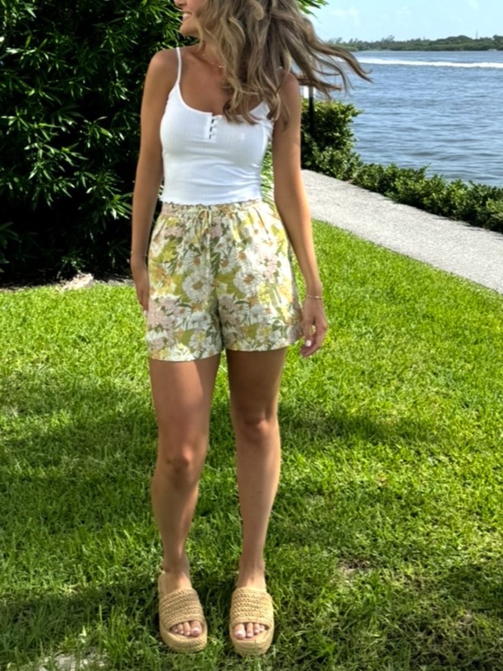 Lucy Paris Floral Linen Blend Shorts